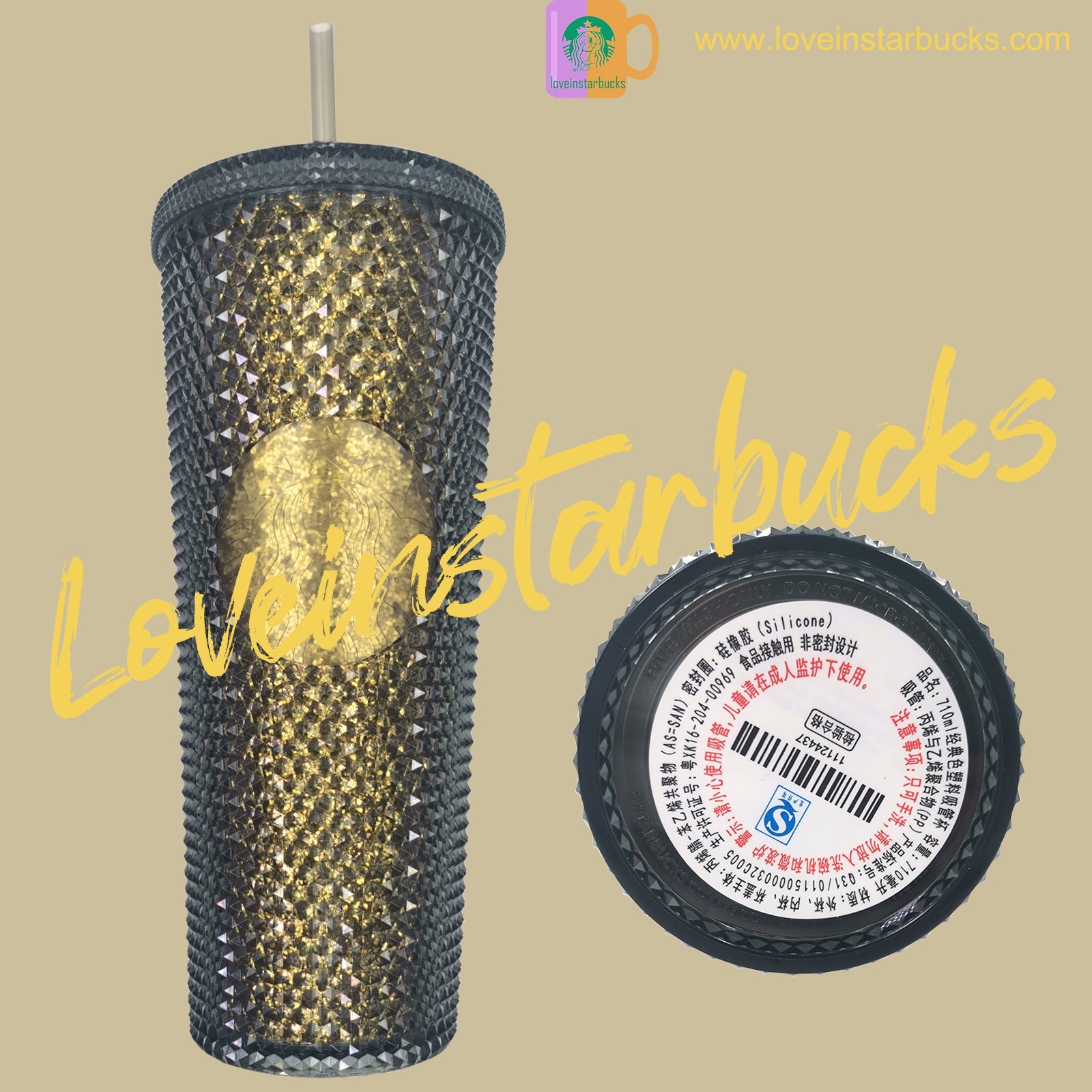 Starbucks tumbler China 2020 Xmas Black Gold Studded Shinning 24oz Straw cup Starbucks loveinstarbucks