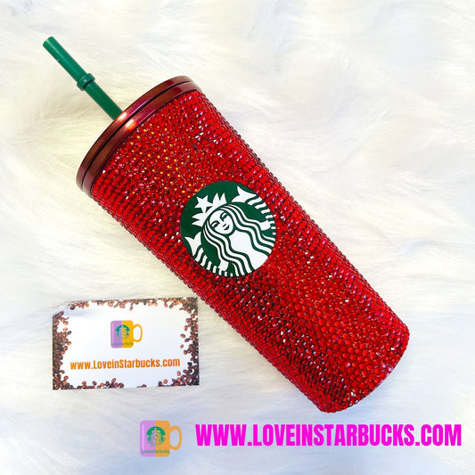 Starbucks Asian countries red bling rhinestones cold cup 16oz Starbucks loveinstarbucks