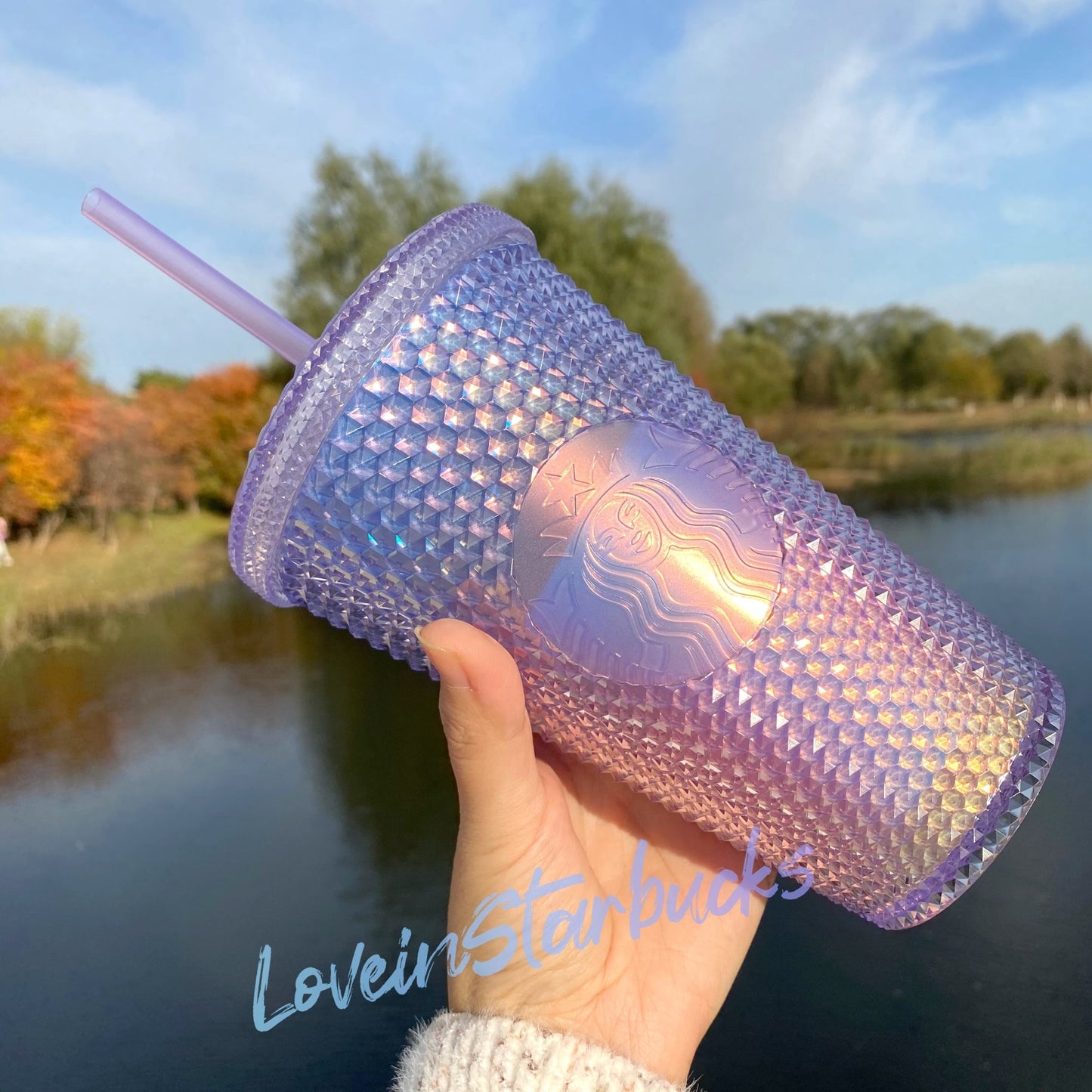 Starbucks Aurora Gradient Blue/Pink Grande Studded Tumbler Straw Cup 16Oz Starbucks loveinstarbucks