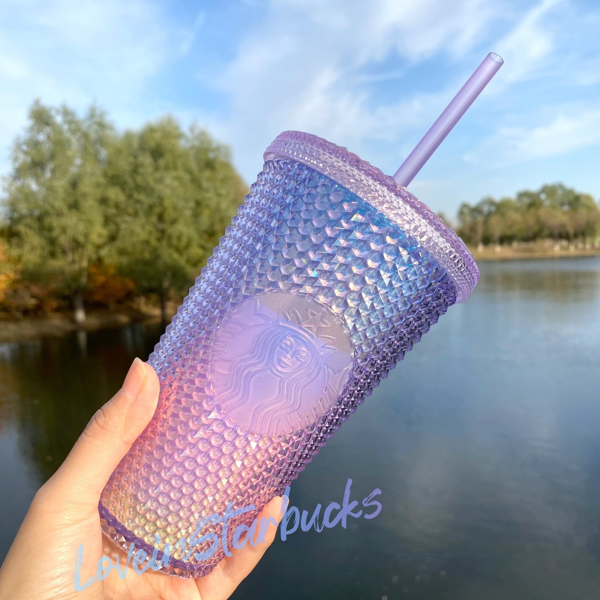 Starbucks Aurora Gradient Blue/Pink Grande Studded Tumbler Straw Cup 16Oz Starbucks loveinstarbucks