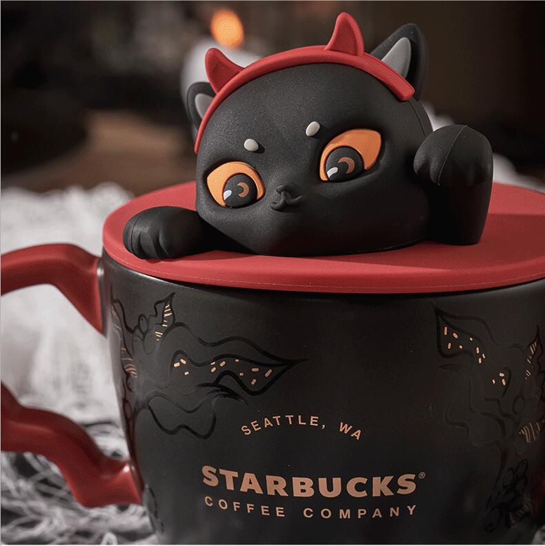 Starbucks China 2021 Halloween 380ml black cat wings dress up mug Starbucks loveinstarbucks