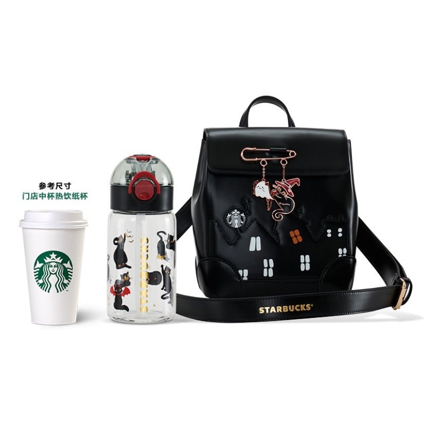 Starbucks China 2021 Halloween Black cat glass straw cup with bag Starbucks loveinstarbucks
