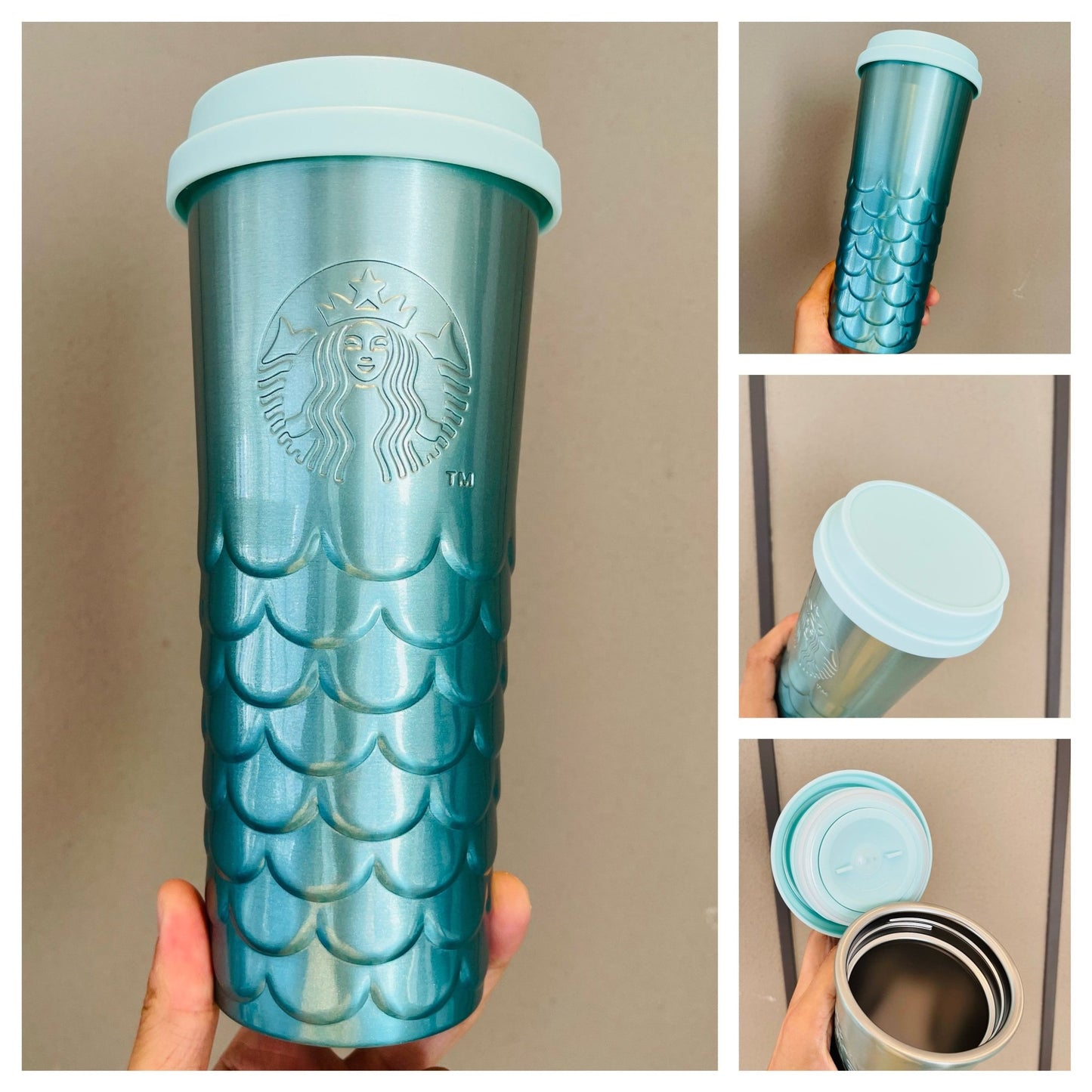 Starbucks China 2022 anniversary blue fish scales stainless steel thermos cup Starbucks loveinstarbucks