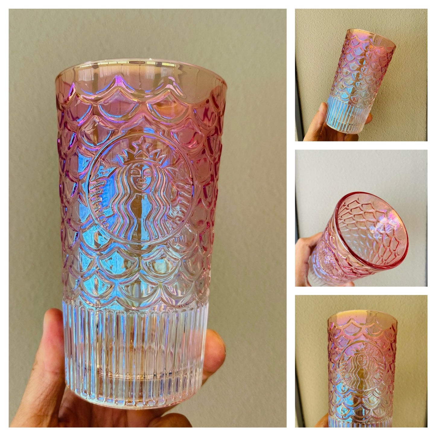 Starbucks China 2022 anniversary Gradient pink fish scales glass 450ml Starbucks loveinstarbucks