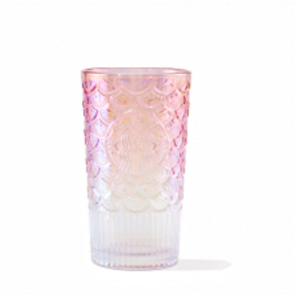 Starbucks China 2022 anniversary Gradient pink fish scales glass 450ml Starbucks loveinstarbucks