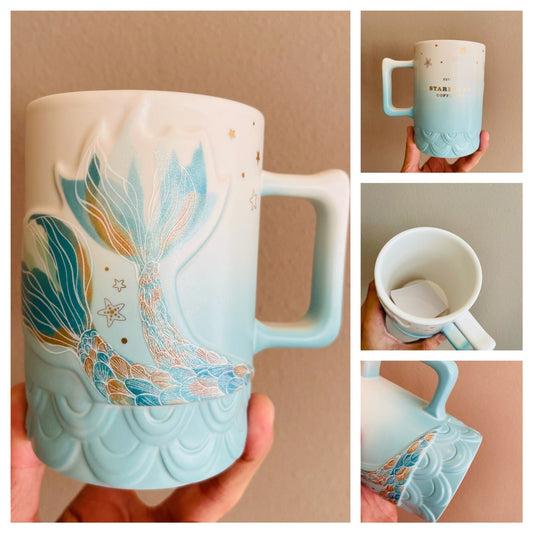 Starbucks China 2022 anniversary marine blue fish tail mug 415ml Starbucks loveinstarbucks