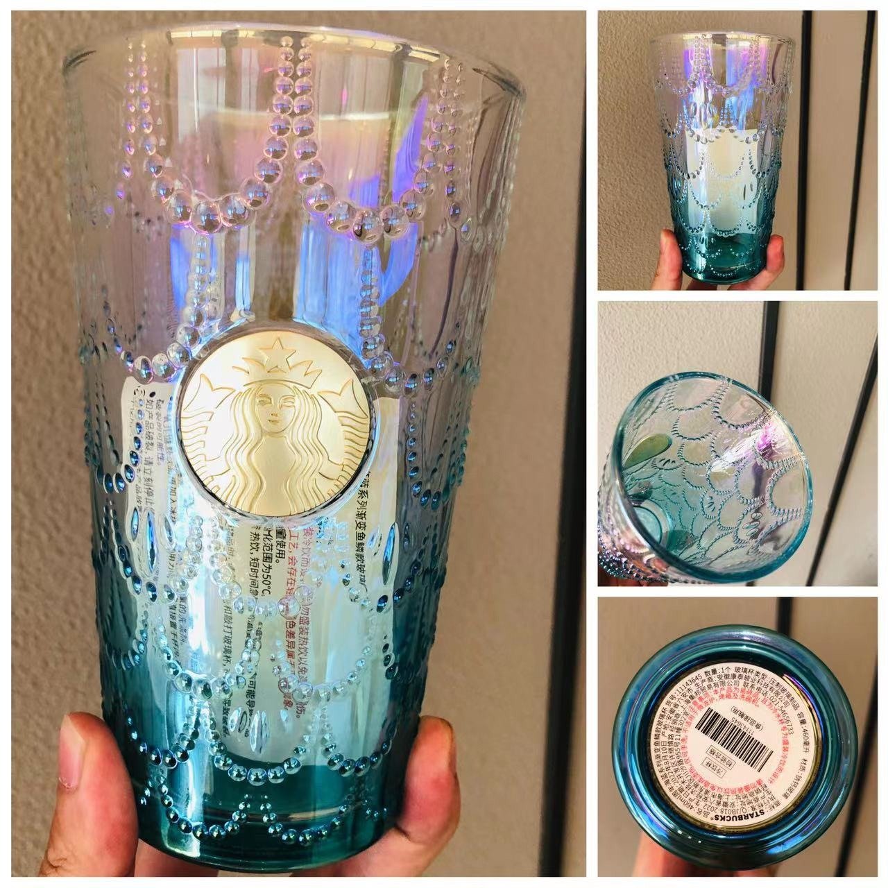 Starbucks China 2022 anniversary Sea blue gradient fish scales glass 460ml Starbucks loveinstarbucks