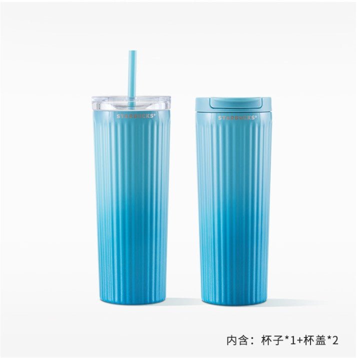 Starbucks China 2022 Christmas x1 blue green series - blue gradient thermos cup 473ml Starbucks loveinstarbucks