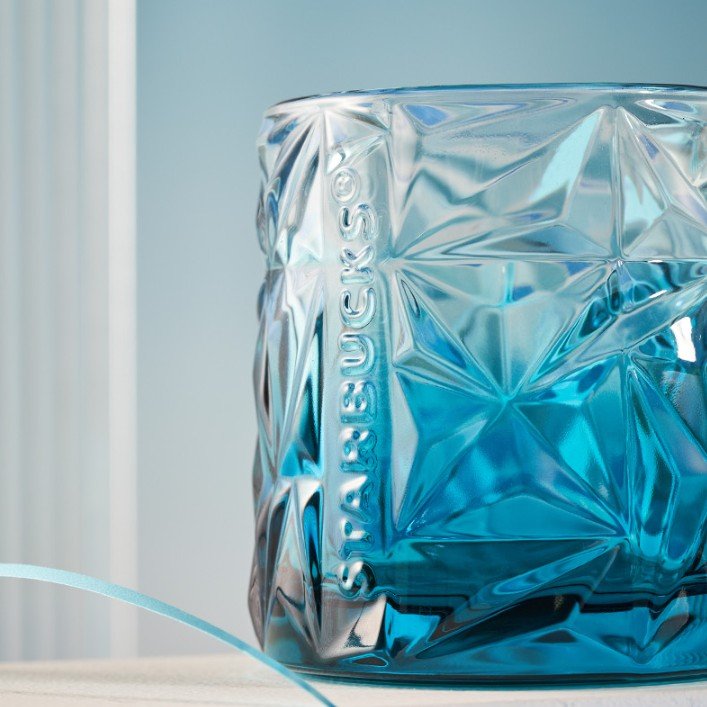 Starbucks China 2022 Christmas x1 blue green series - gradient cutting glass 300ml Starbucks loveinstarbucks