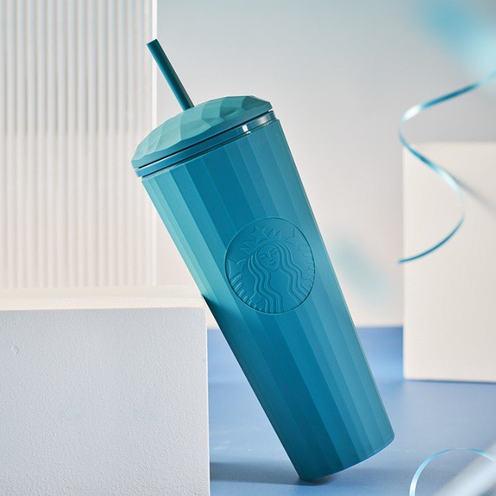 Starbucks China 2022 Christmas x1 blue green series - matte blue dome straw cups 24oz Starbucks loveinstarbucks