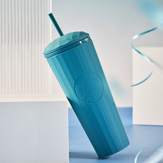Starbucks China 2022 Christmas x1 blue green series - matte blue dome straw cups 24oz Starbucks loveinstarbucks
