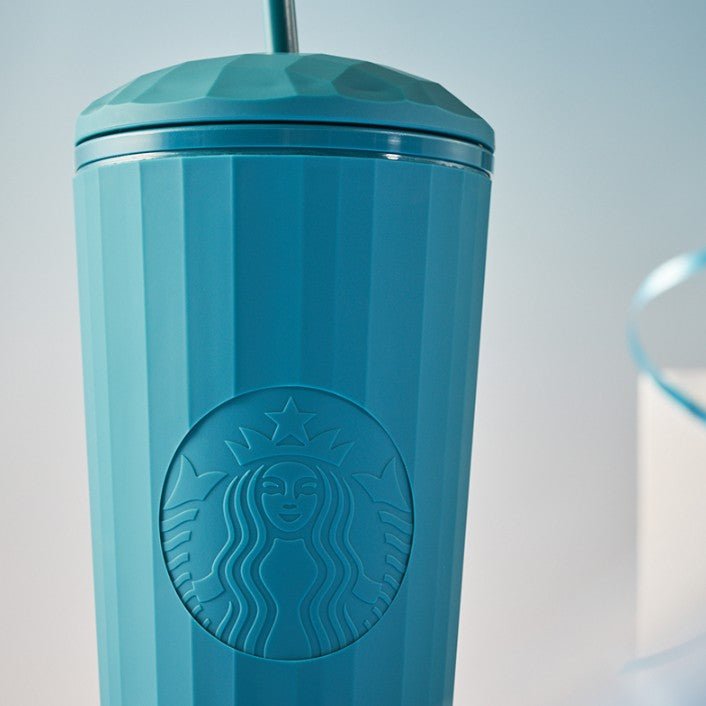 Starbucks China 2022 Christmas x1 blue green series - matte blue dome straw cups 24oz Starbucks loveinstarbucks