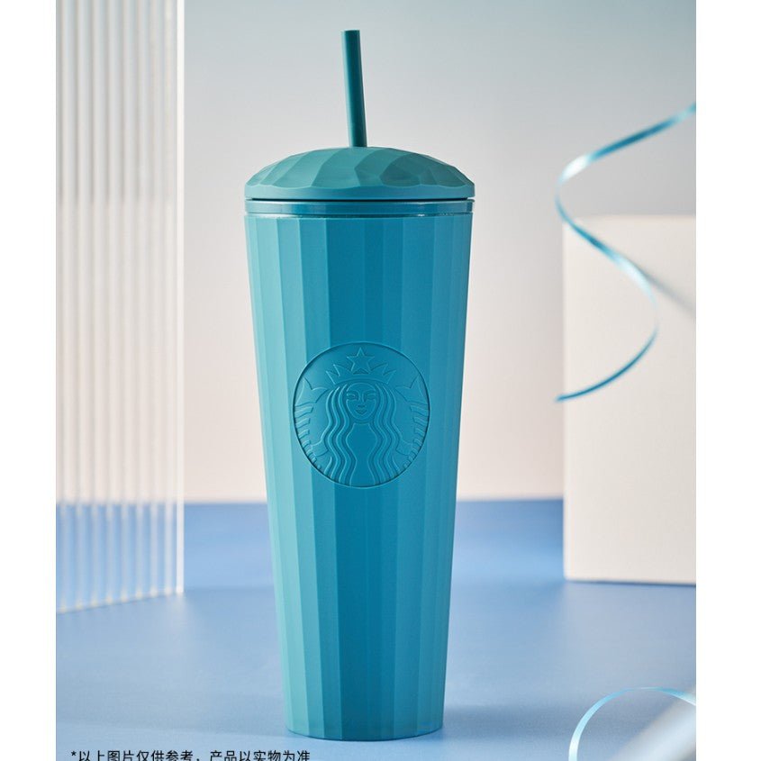 Starbucks China 2022 Christmas x1 blue green series - matte blue dome straw cups 24oz Starbucks loveinstarbucks