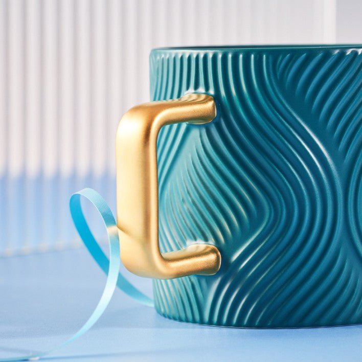 Starbucks China 2022 Christmas x1 blue green series - striped MUG 400ml Starbucks loveinstarbucks