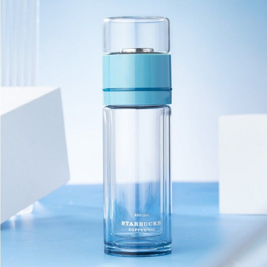 Starbucks China 2022 Christmas x1 blue green series -Tea water separation glass cup 270ml Starbucks loveinstarbucks