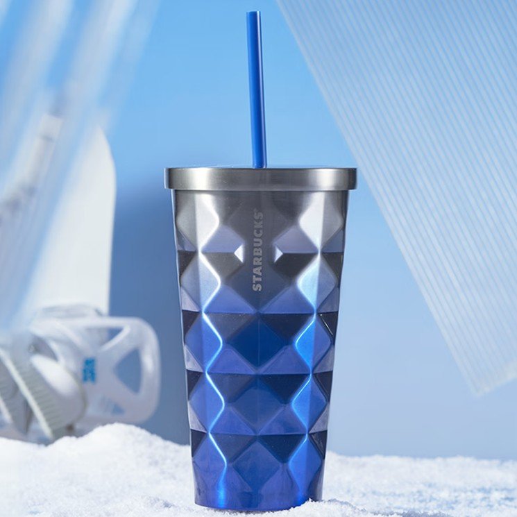 on sale Starbucks China 2022 Ski series - gradient blue Pineapple Stainless steel cup 473ml Starbucks loveinstarbucks
