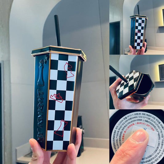 Starbucks China 2022 Valentine's Day hexagon checkerboard straw cup Starbucks loveinstarbucks