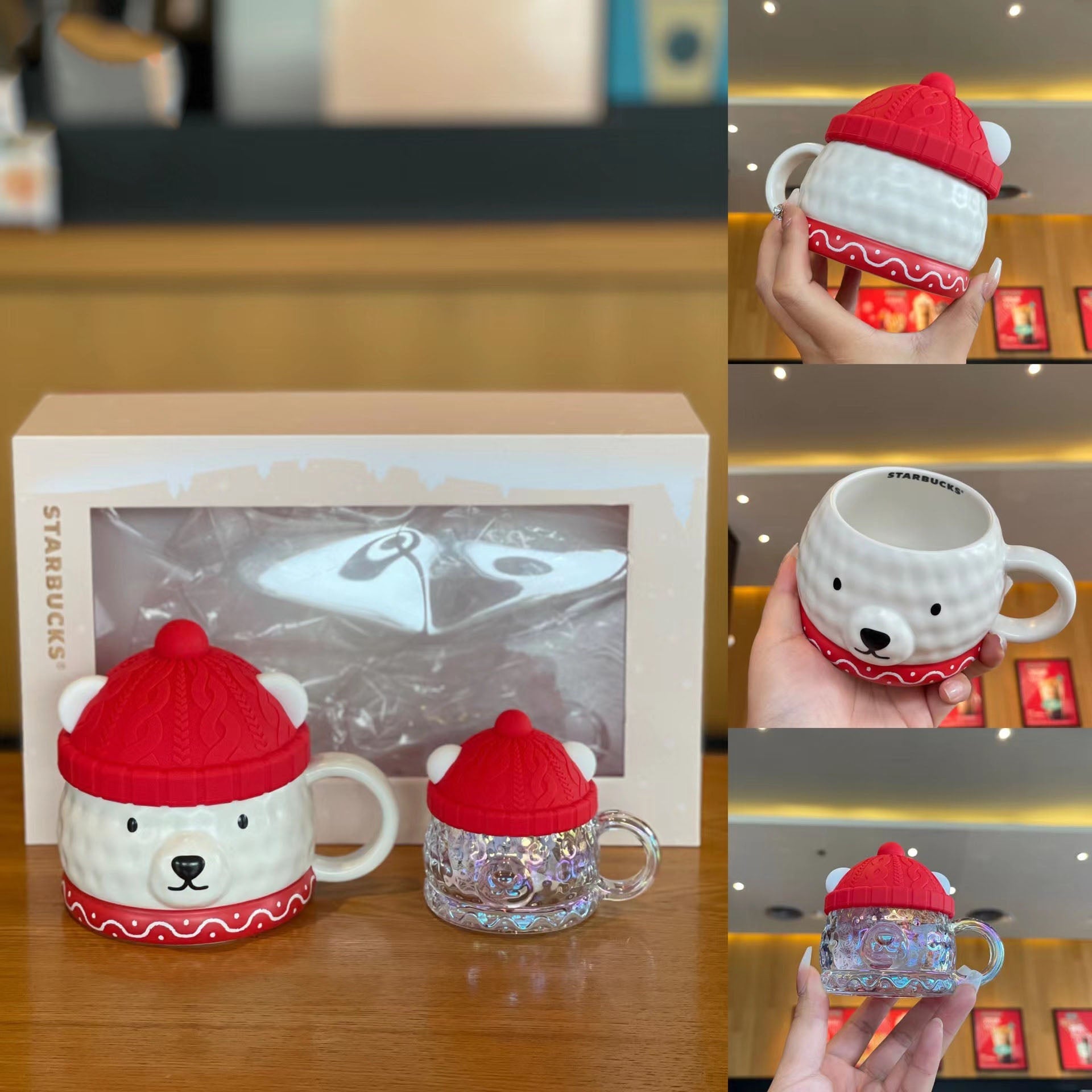 Starbucks China 2022 Xmas-2nd series bear shaped a pair of cups Starbucks loveinstarbucks