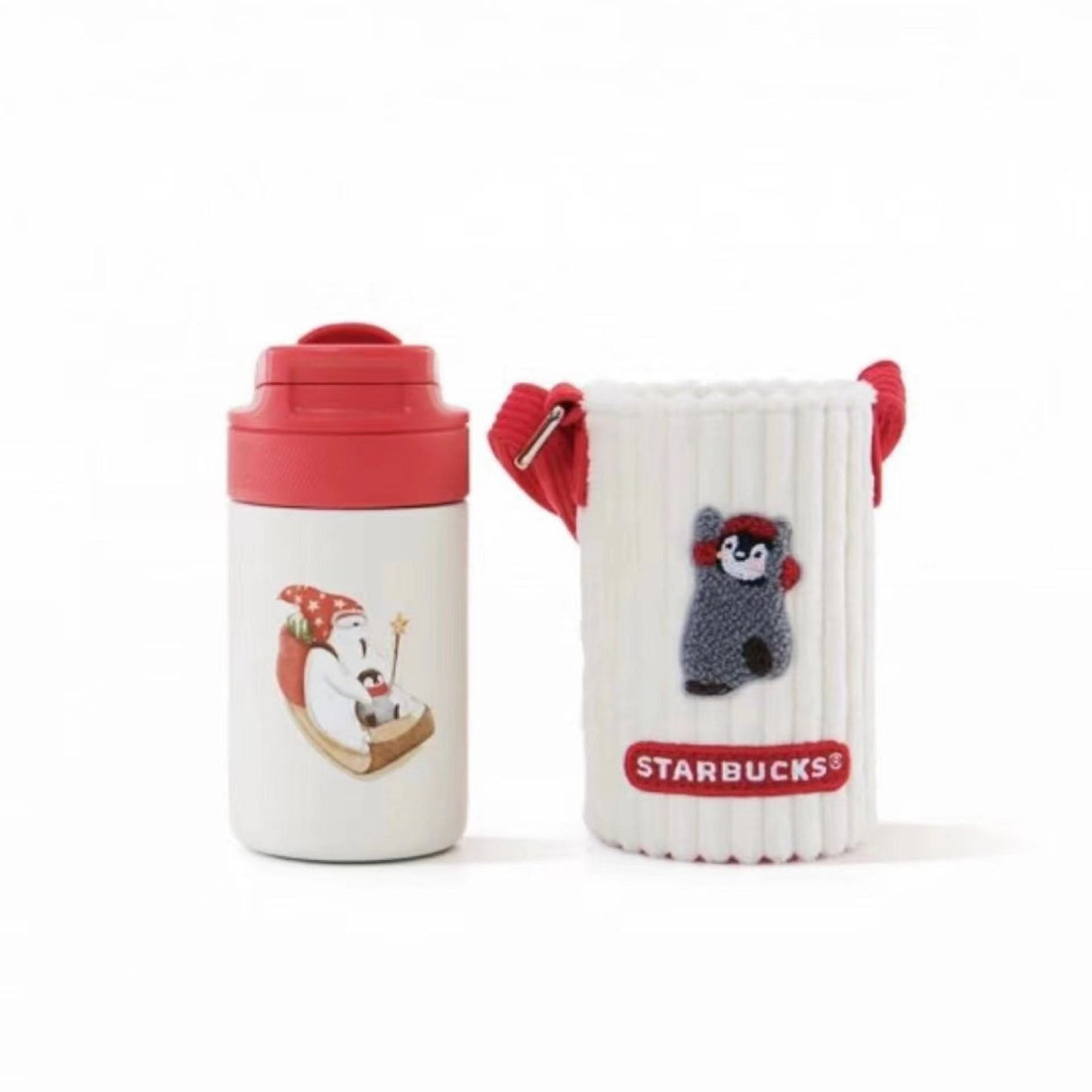 Starbucks China 2022 Xmas-2nd series sleigh SS cup 280ml with holder Starbucks loveinstarbucks