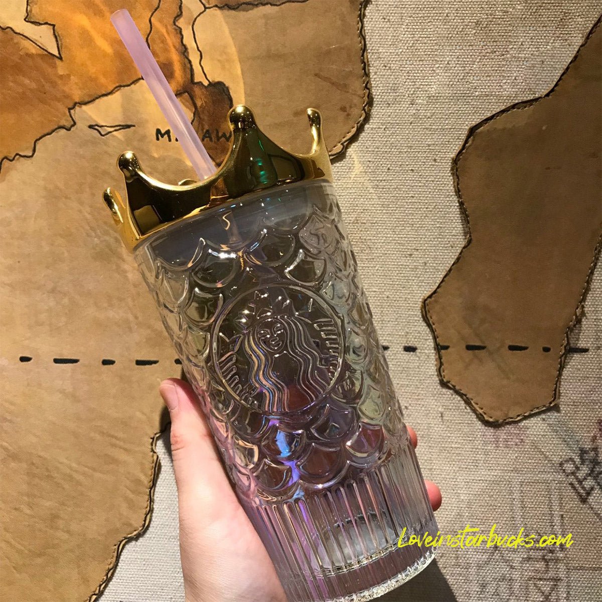 Starbucks China Colorful crown Straw Classic Glass cup Starbucks loveinstarbucks
