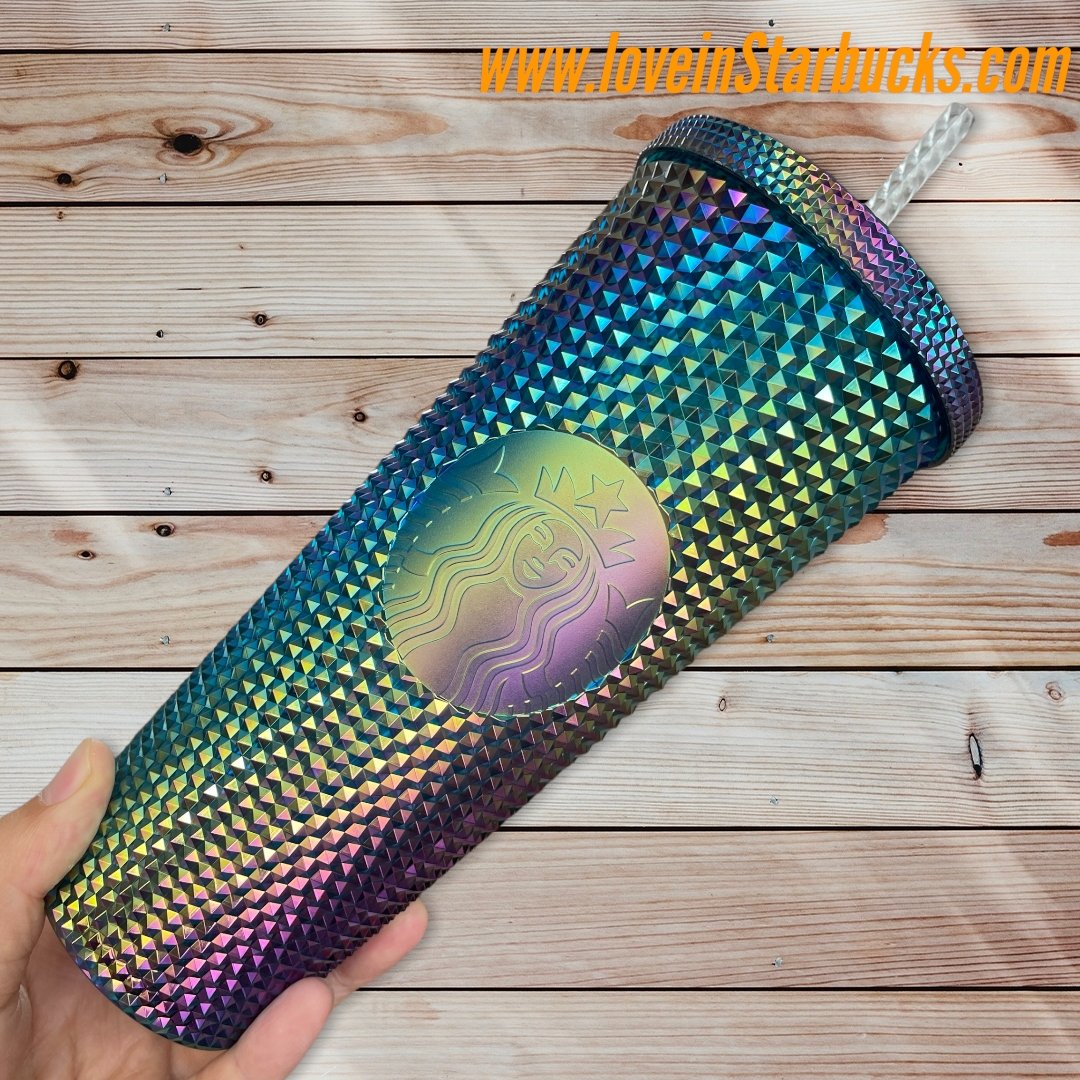 Starbucks China colorful oil slick 24oz studded straw cup Starbucks loveinstarbucks