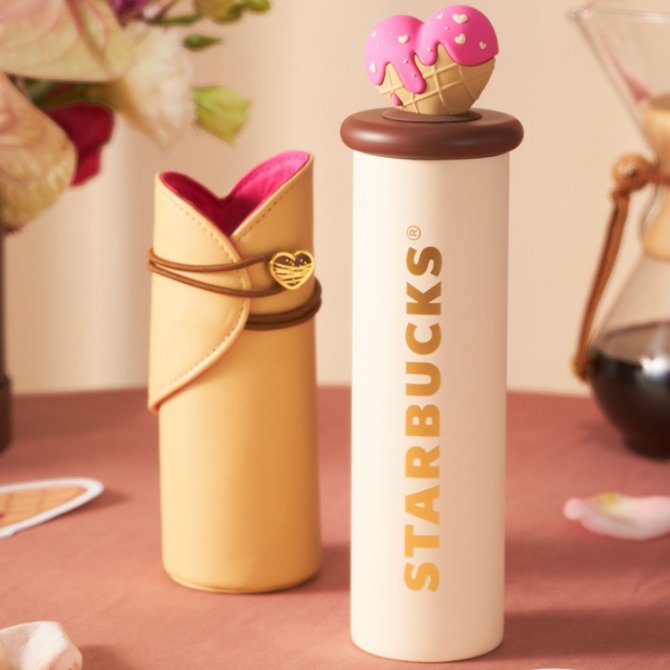Starbucks cup China 2023 Valentine's Day online heart biscuit SS cup 330ml Starbucks loveinstarbucks