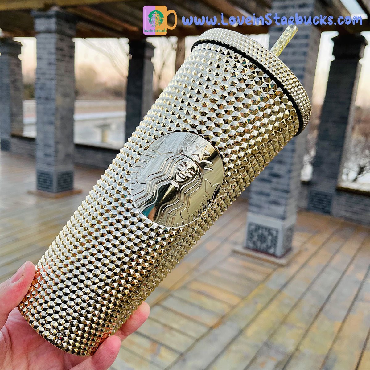 Starbucks cup Taiwan bling gold straw cold studded tumbler 24oz Starbucks loveinstarbucks