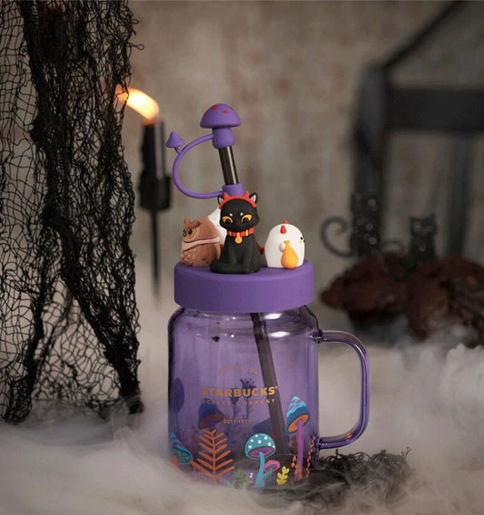 Starbucks China Halloween 525ml Night Elf Purple Mason Straw Cup with Lid Starbucks loveinstarbucks