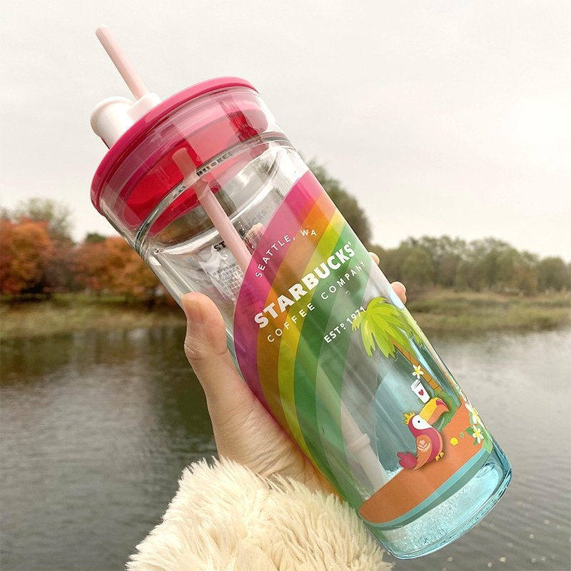 Starbucks jungle double-layer Classic Glass Straw 20oz cup Starbucks loveinstarbucks