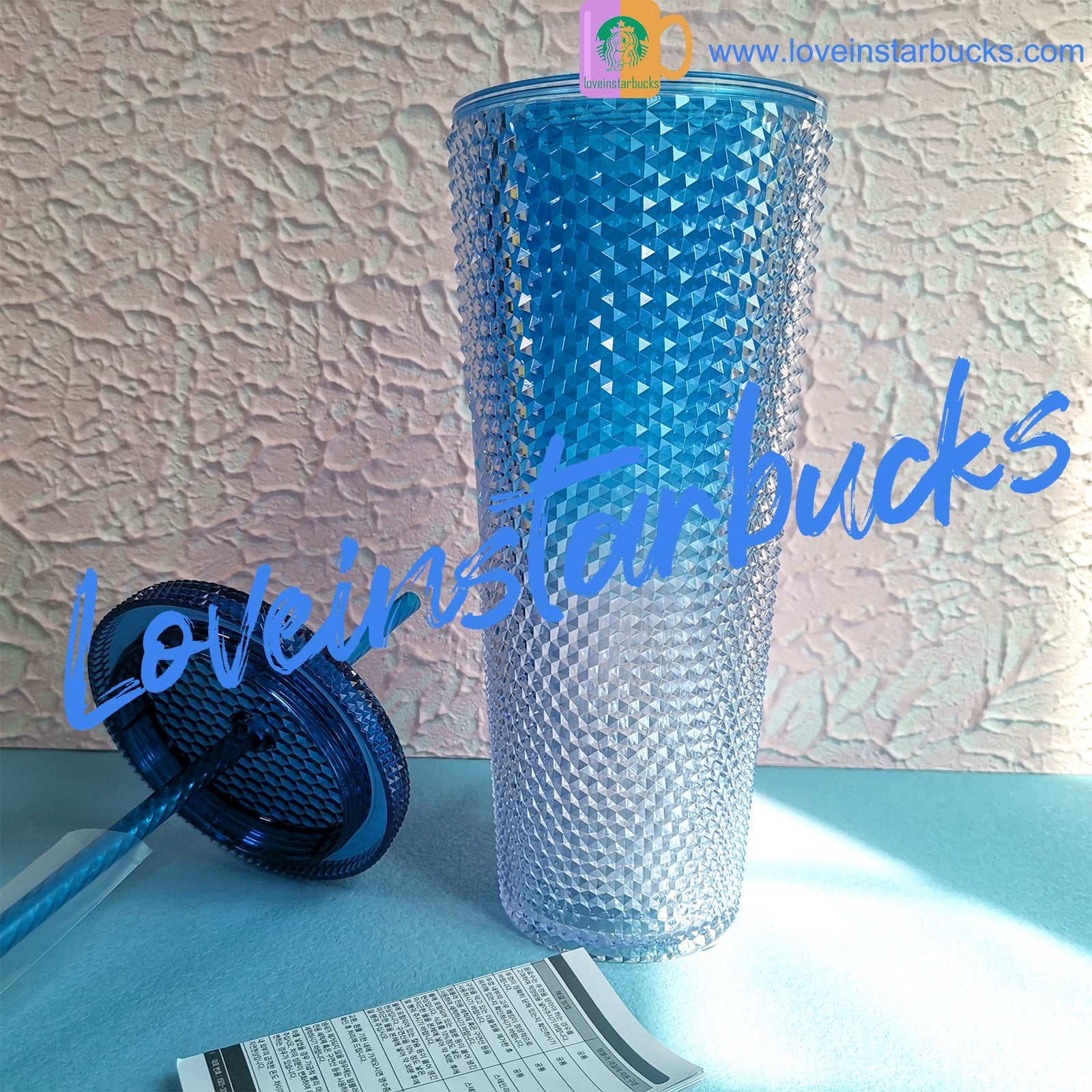 Starbucks Korea ice gradient Blue slick 24oz studded straw cup Starbucks loveinstarbucks