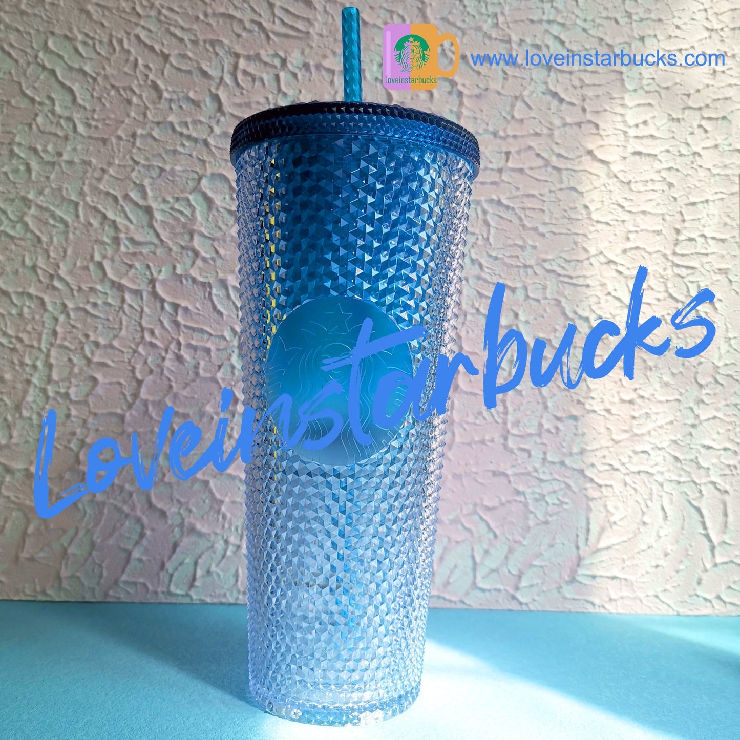Starbucks Korea ice gradient Blue slick 24oz studded straw cup Starbucks loveinstarbucks
