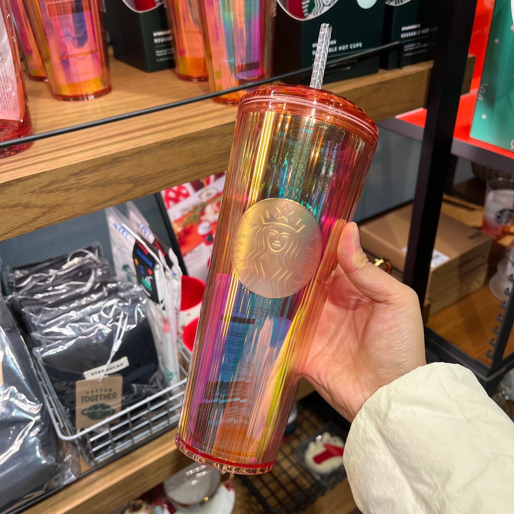 Starbucks Korea Orange dome Christmas slick 24oz straw cup Starbucks loveinstarbucks