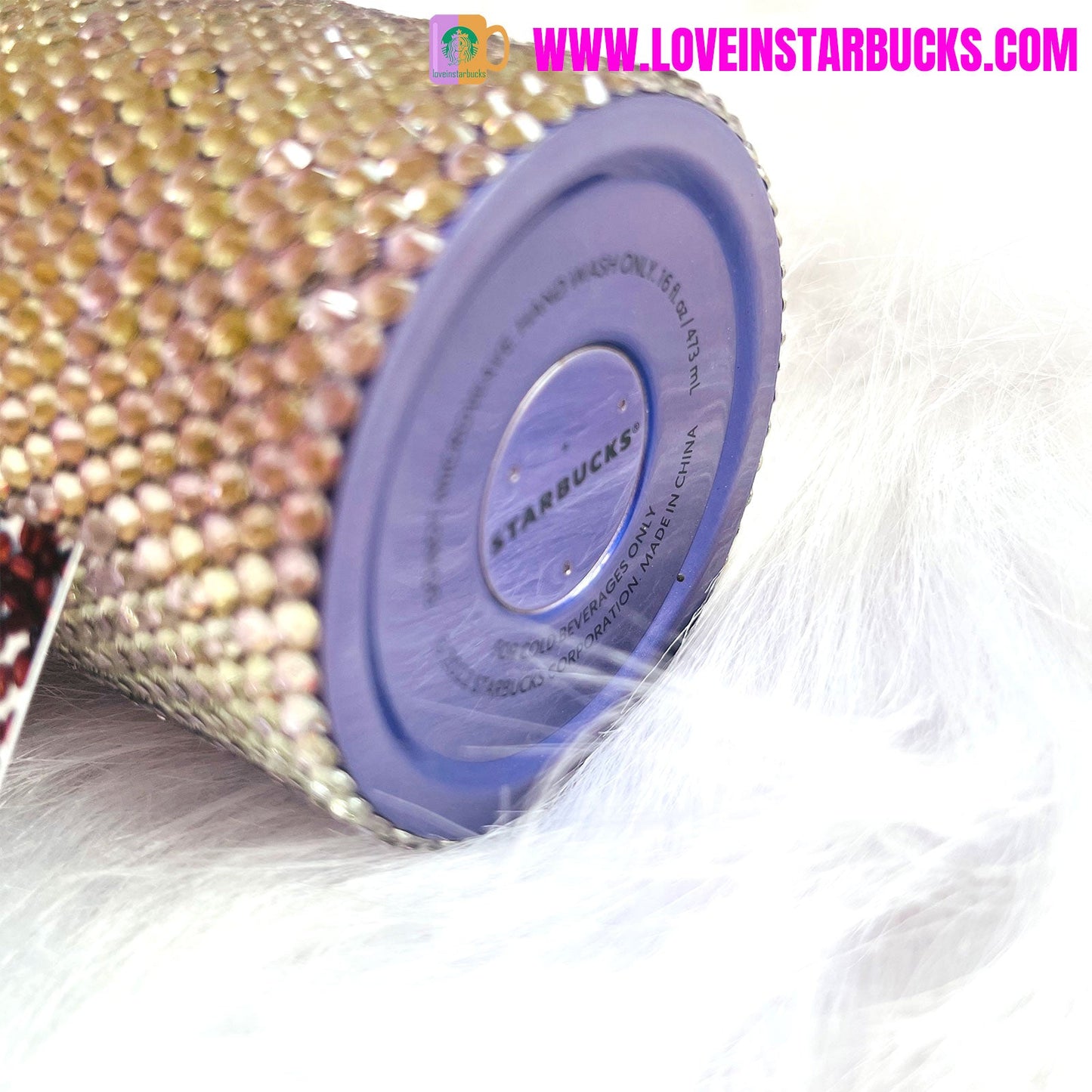 Starbucks purple rhinestones 16oz cold cup with original straw but without tag and without original box. Starbucks loveinstarbucks