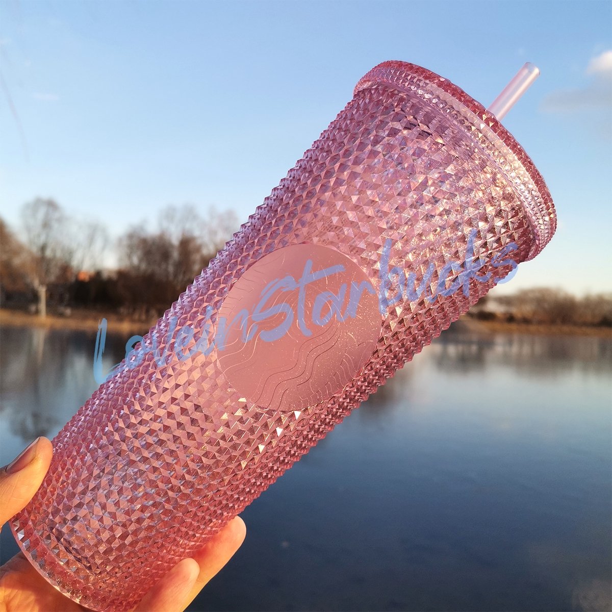 Starbucks Taiwan bling pink slick 24oz studded straw cup Starbucks loveinstarbucks