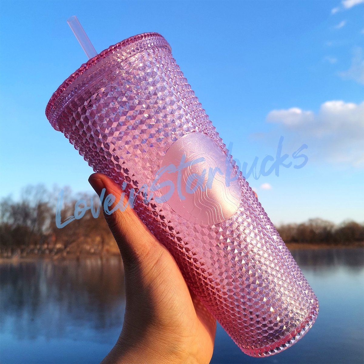 Starbucks Taiwan bling pink slick 24oz studded straw cup Starbucks loveinstarbucks