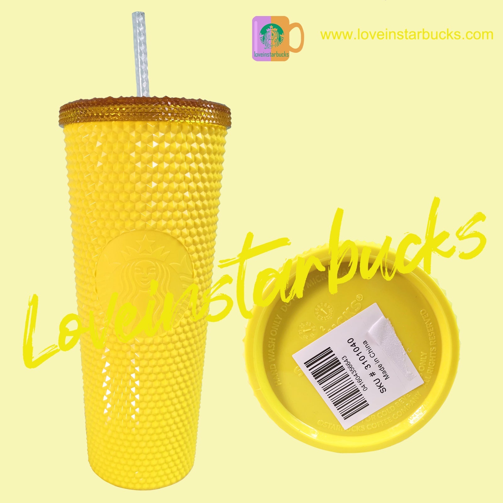 starbucks Taiwan bling yellow studded straw cup 24oz Starbucks loveinstarbucks