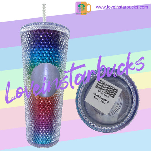 Starbucks Taiwan rainbow studded straw cup 24oz plastic tumbler Starbucks loveinstarbucks