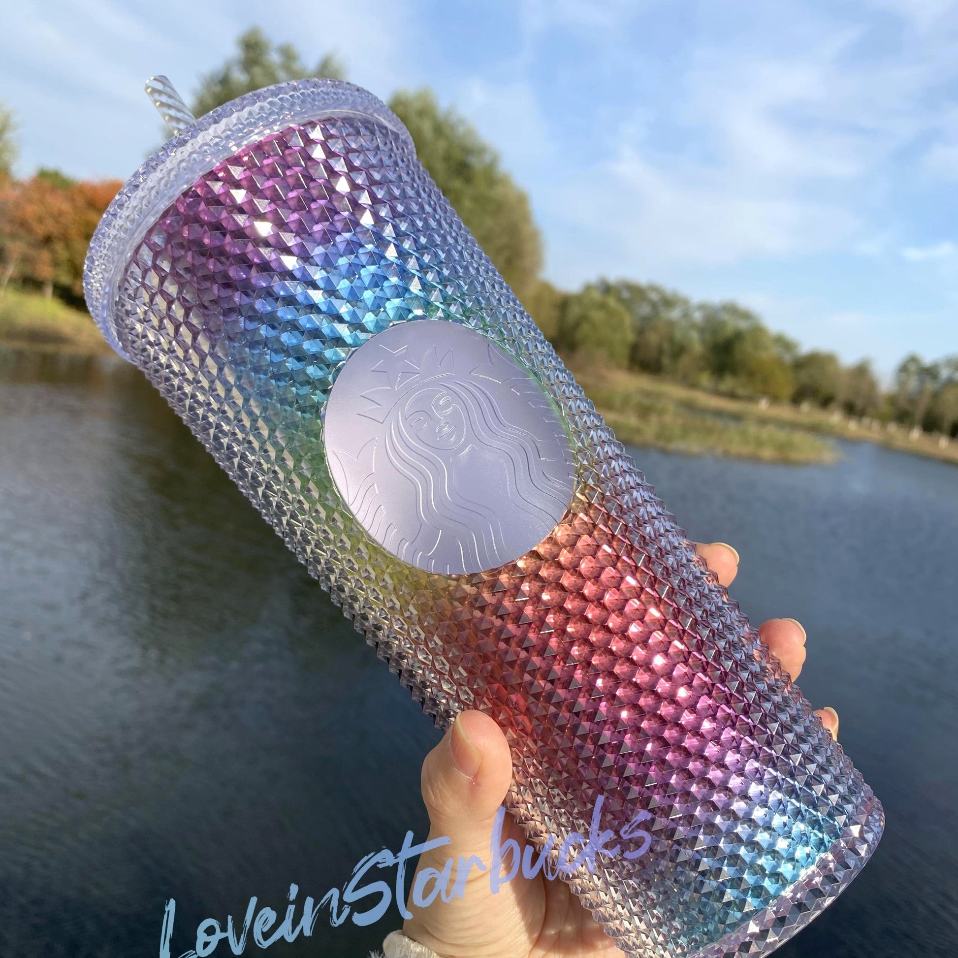 Starbucks Taiwan rainbow studded straw cup 24oz plastic tumbler Starbucks loveinstarbucks