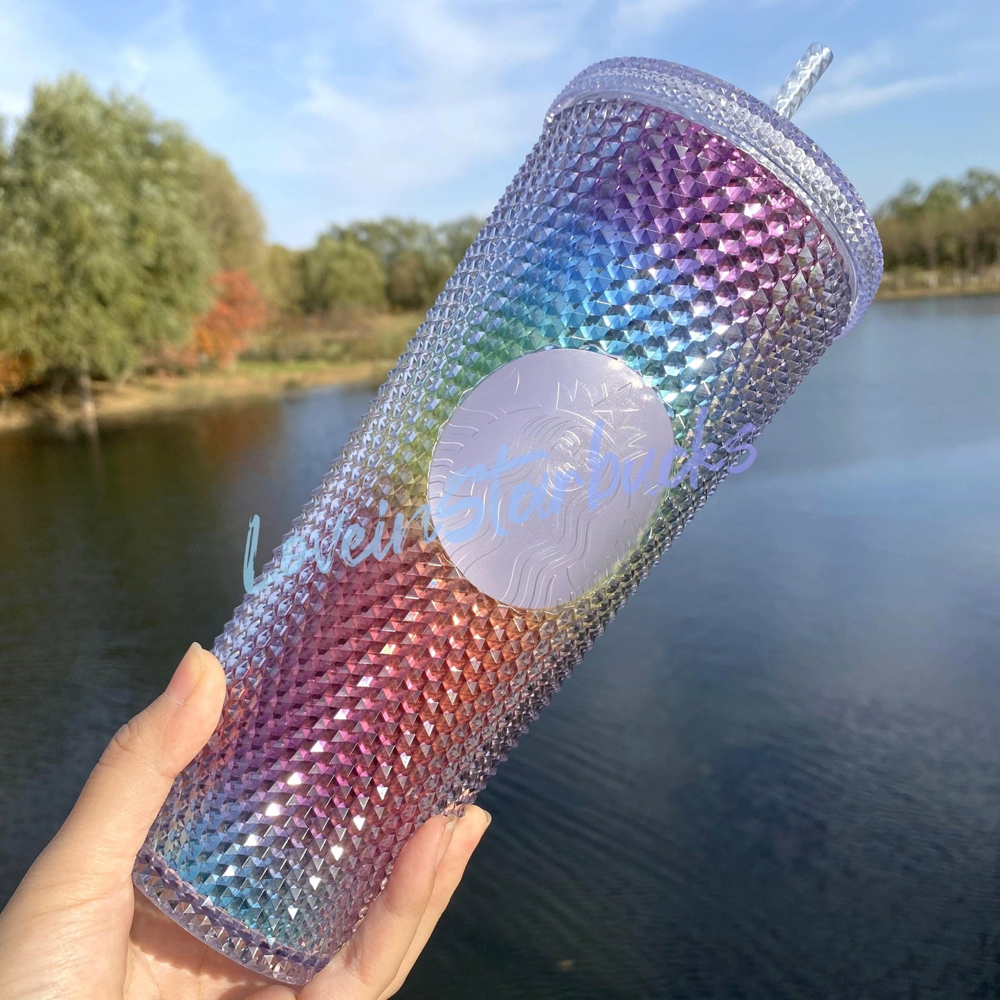 Starbucks Taiwan rainbow studded straw cup 24oz plastic tumbler Starbucks loveinstarbucks