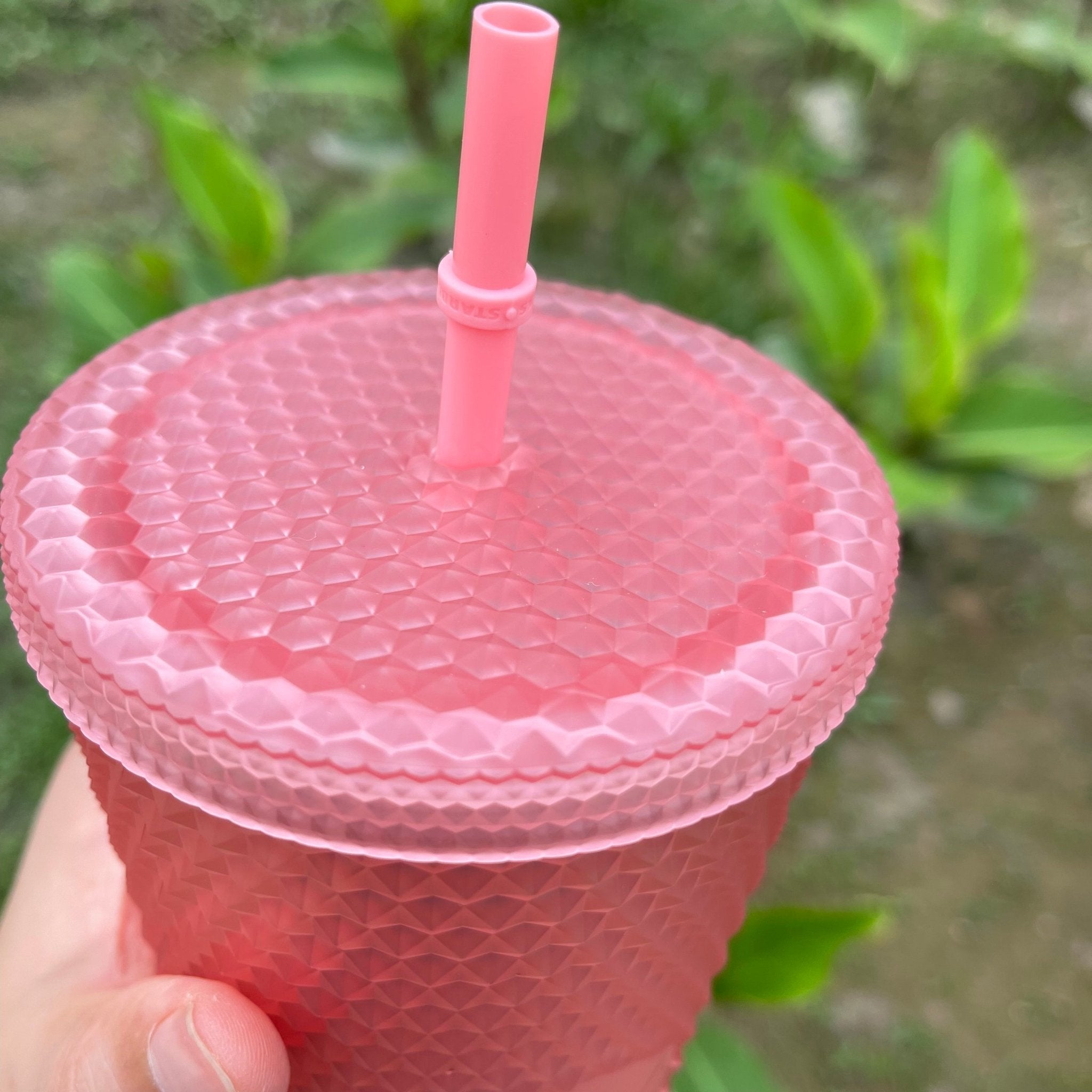 Starbucks Taiwan soft touch pink Studded 24oz cold cup Starbucks