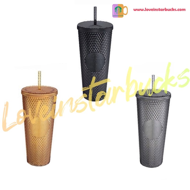 Starbucks Taiwan studded Gold / bling Black / Grey cold cup 24oz Starbucks loveinstarbucks
